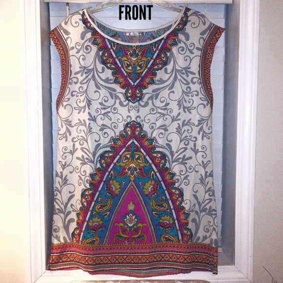 Yahada Silky Boho Paisley Tunic Dress - Picture 5 of 7